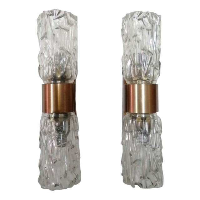 Sconces in Faceted Glass, 1950s, Set of 2 For Sale