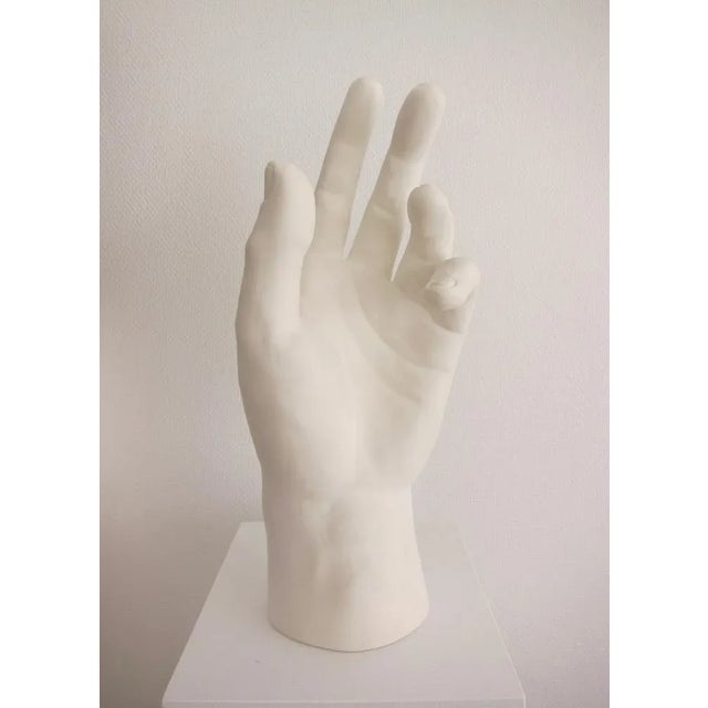 Sculpture Materials Large Plaster Hand, 1980s For Sale - Image 7 of 8