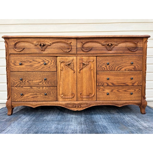Oakwood Interiors "Versailles" Carved Oak Chest of Drawers - Triple Dresser. Excellent condition. Heavy duty, sturdy and...
