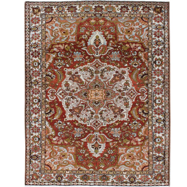 Antique Persian Bakhtiari Rug With Classic Central Medallion Design For Sale