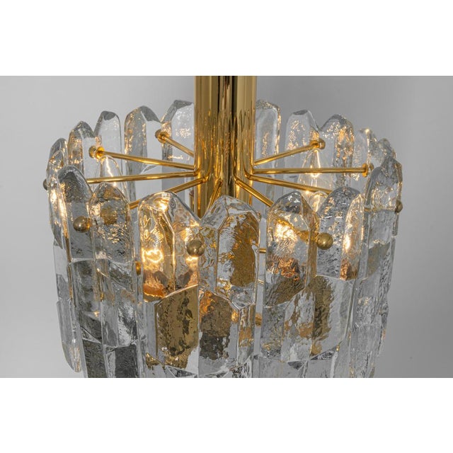 Metal Gilt Brass and Crystal Glass Light Fixture from Kalmar, Austria, 1970s For Sale - Image 7 of 10