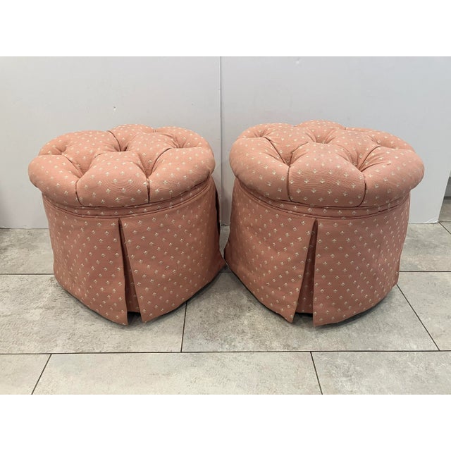 1990s Pair of 1990s Custom Ottomans For Sale - Image 5 of 9