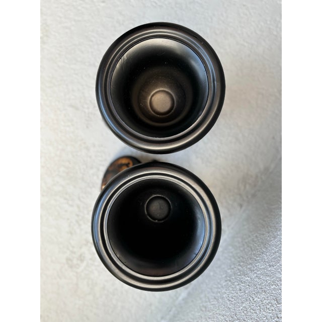 Black & Gold Vintage Decorative Urns – Set of Two For Sale - Image 12 of 18