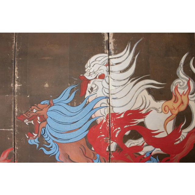 Large Meiji to Early Showa Japanese 8-Panel Painted Byobu Screen "Celestial Maiden" For Sale - Image 11 of 18