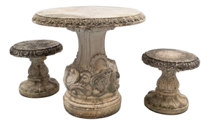 Reconstituted Stone Garden Set, 1970s, Set of 3
