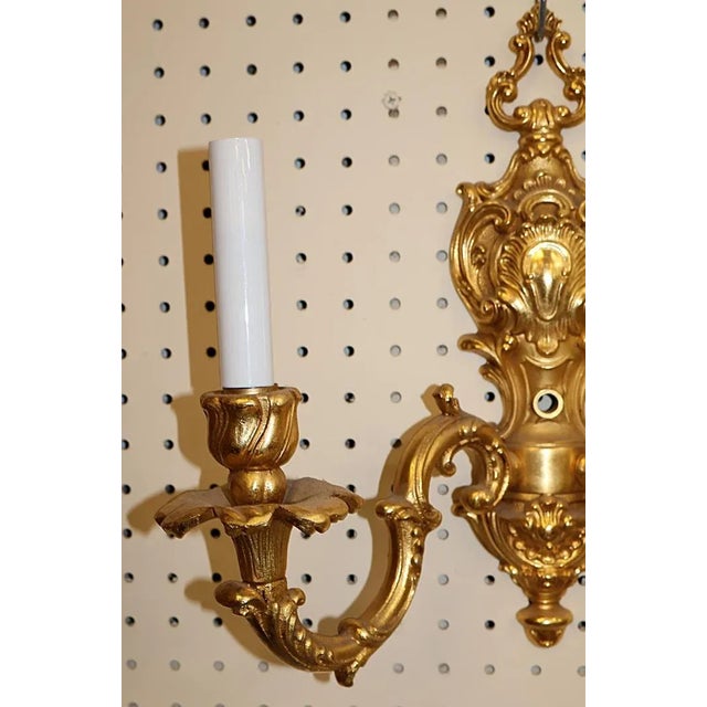 Bronze Pair of Gold Dore Bronze Two Light Sconces by FBAI For Sale - Image 8 of 9