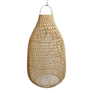 Raw Rattan Bottle Pendant Light Medium For Sale