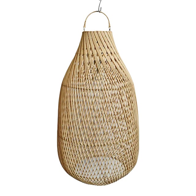 Raw Rattan Bottle Pendant Light Medium For Sale