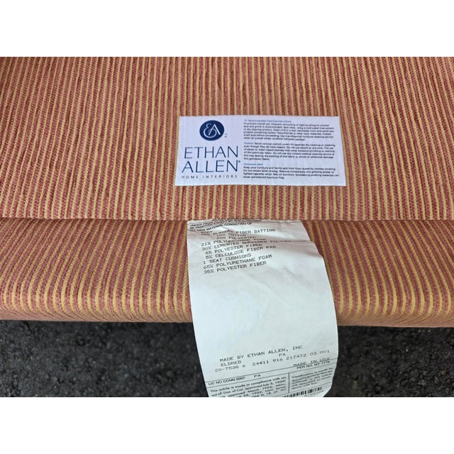Ethan Allen Transitional Style Fully Upholstered Arm Chair With Matching Ottoman For Sale In New York - Image 6 of 7