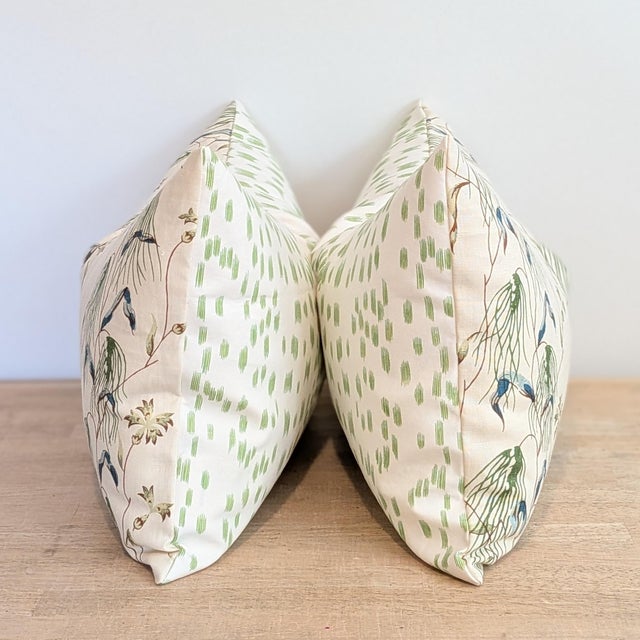 Textile Namay Samay Chinsura Hand Print 15x24" Lumbars With Les Touches Peridot Backs For Sale - Image 7 of 8