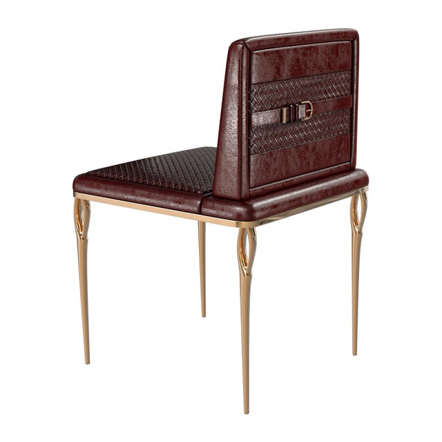 Art Deco "Roma" Chair, With Bronze & Woven Leather, Tailor Made For Sale - Image 3 of 8
