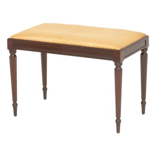 John Widdicomb Silk Upholstered Mahogany Bench For Sale