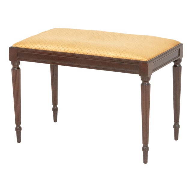 John Widdicomb Silk Upholstered Mahogany Bench For Sale