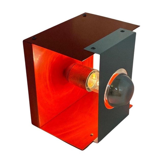 Metal Vintage Space Age Cube-Shaped Wall-Mounted Lamp For Sale - Image 7 of 7