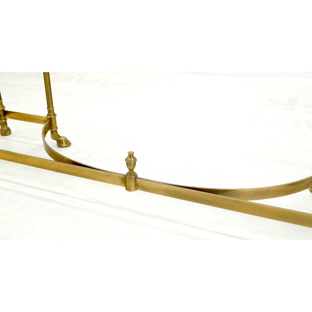 Solid Brass Hoof Feet Beveled Glass Top Console Sofa Dressing Vanity Table For Sale - Image 11 of 12