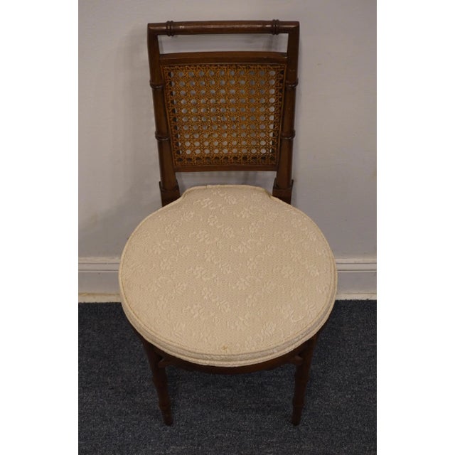 Brown Hickory Furniture Asian Inspired Faux Bamboo Cane Back Side Chair W. Round Seat For Sale - Image 8 of 9
