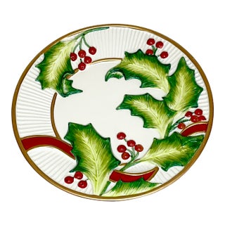 1990s Vintage Hollywood Regency Americans Fitz & Floyd Noel Classique Canapé Plate, Christmas For Sale