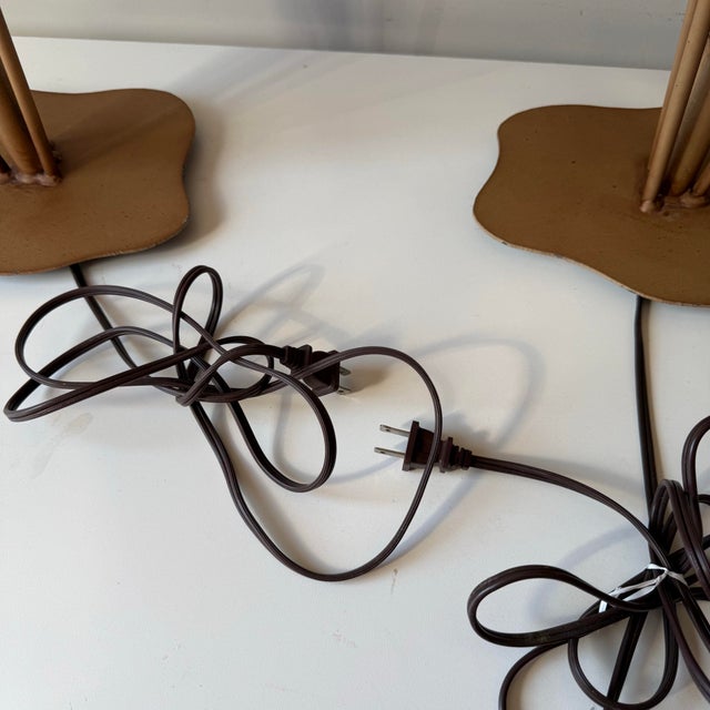 Late 20th Century Bamboo Tole Table Lamps With Pagoda; A Pair For Sale - Image 10 of 10