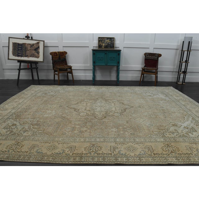1970s 1970s Vintage Persian Handknotted Wool Brown Oversize Area Rug For Sale - Image 5 of 11