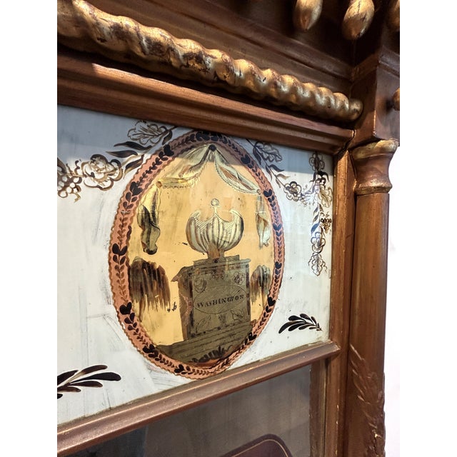 Federal Giltwood Mirror With Reverse-Painted Tablet, Washington Motif For Sale - Image 9 of 9