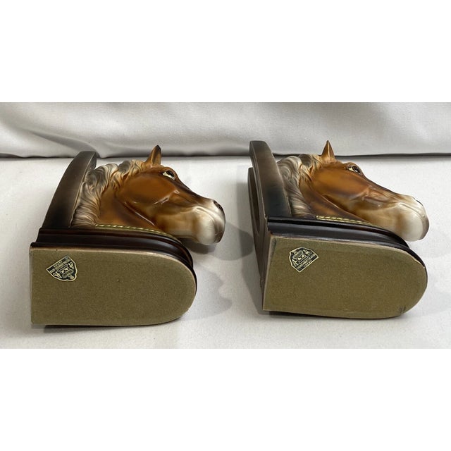 Vintage MCM Horse Ceramic Horse HeadBookends-pair For Sale - Image 4 of 9