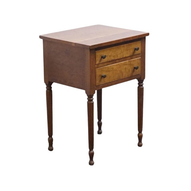 STICKLEY FURNITURE Solid Cherry Traditional Sheraton Style 19" Two Drawer Nightstand 27.5" High 19" Wide 16.25" Deep We...