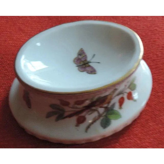 19th Century German Berlin KPM Porcelain Butterflies & Birds Salt Cellar Decorated For Sale - Image 9 of 11