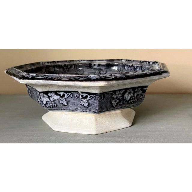 1841 Antique J. Goodwin Longton Montezuma Black Ironstone Octangle Bowl For Sale In New York - Image 6 of 8