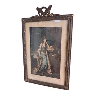 Antique-Style Lady Louisa Manners Portrait Print After Sir Joshua Reynolds in Ornate Frame For Sale