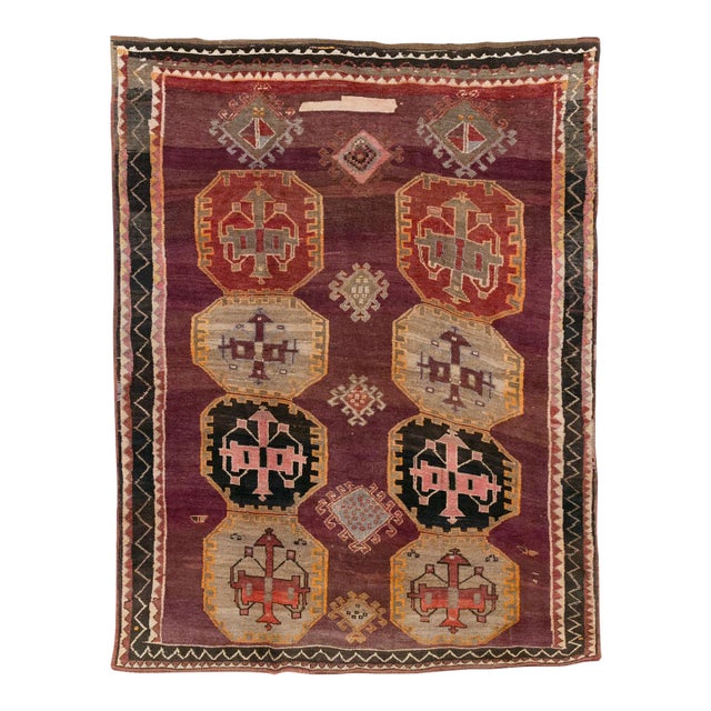 Tribal Mid-20th Century Handmade Turkish Anatolian Small Room Size Carpet For Sale