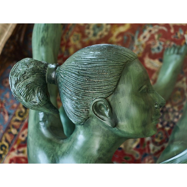 Coffee Table with Bronze Statue of Young Woman For Sale - Image 9 of 13