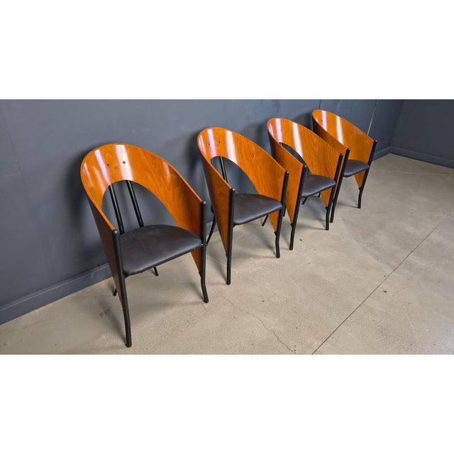 Black Postmodern Spanish Dining Chairs from Philippe Starck, 1980s, Set of 4 For Sale - Image 8 of 13