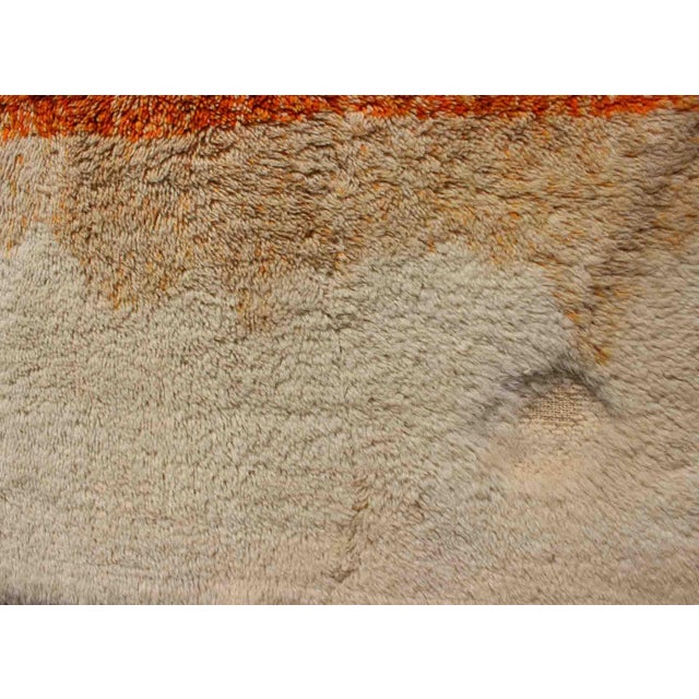 Vintage Swedish Rya Rug With Modern Design in Burnt Orange, Cream and Orange For Sale - Image 10 of 10