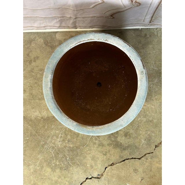 Ceramic Terracotta Planter With Soft Blue-Gray Weathered Patina For Sale - Image 7 of 8