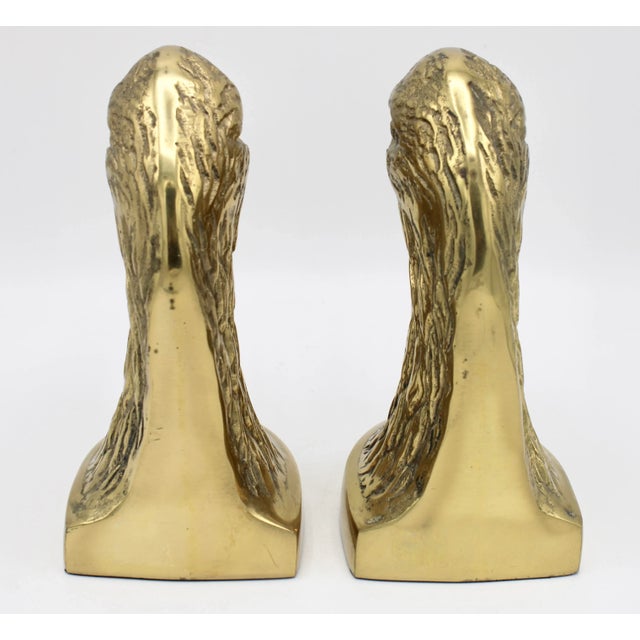 1960s Vintage American Bald Eagle Brass Bookends For Sale - Image 5 of 10