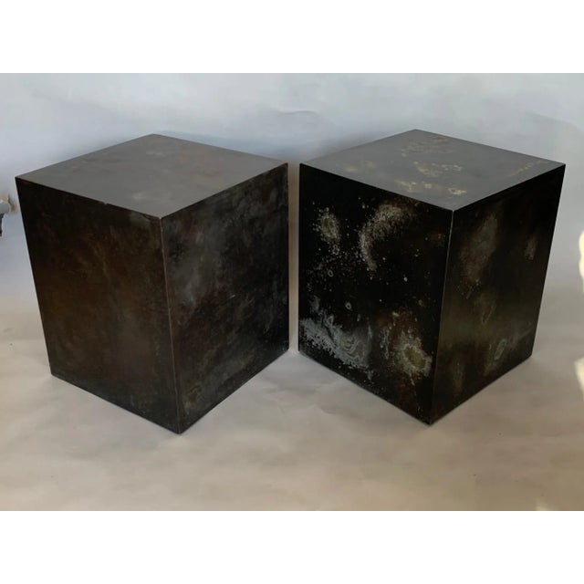 Patinated Steel Cubes-a Pair For Sale - Image 11 of 11