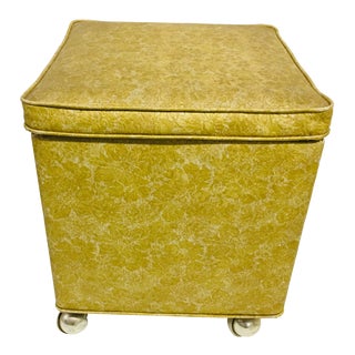 1970s Vintage Embossed Storage Ottoman For Sale