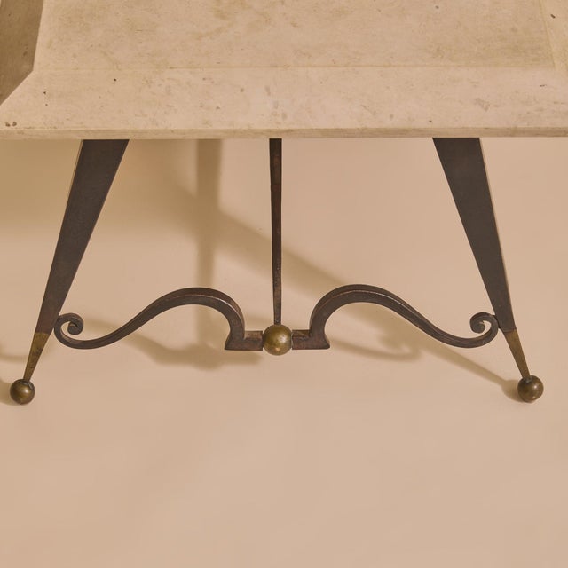 French Forged Iron + Limestone Coffee Table, Circa 1940s For Sale - Image 10 of 12