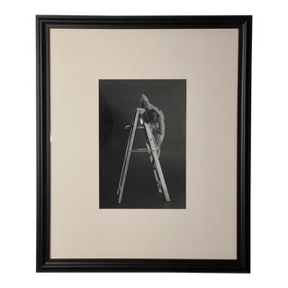 Vintage Art Photograph of a Man on a Ladder For Sale