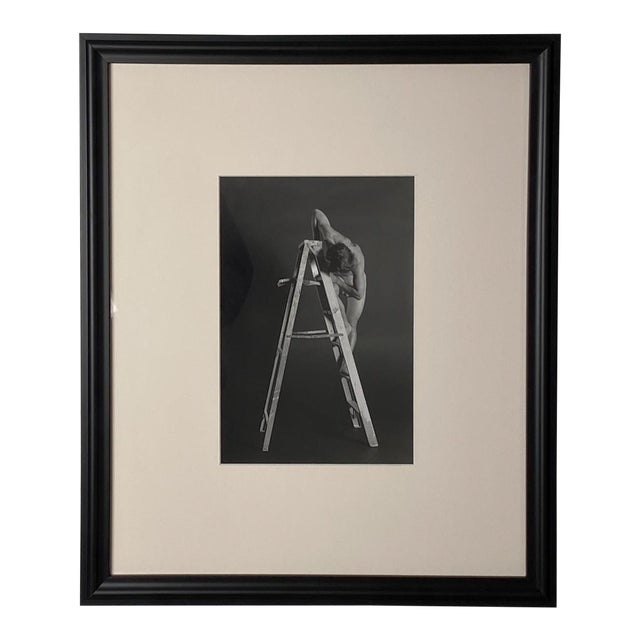 Vintage Art Photograph of a Man on a Ladder For Sale