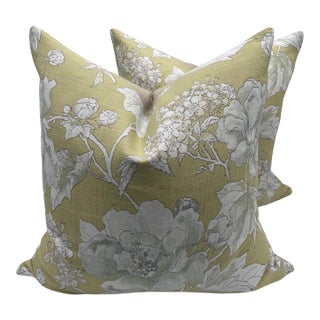 Anna French Wild Floral Citron Pillow- A Pair For Sale