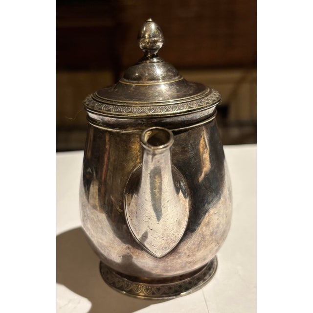 English Vintage English Silver-Plate Teapot-Classic Form -Monogra Esc For Sale - Image 3 of 6