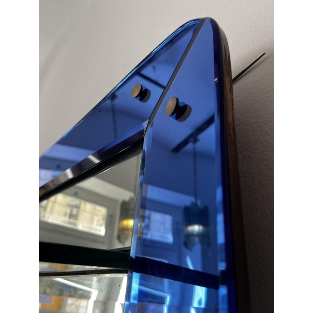 Blue Large Wall Mirror Wardrobe from Cristal Art, Florence, Italy, 1970s For Sale - Image 8 of 12