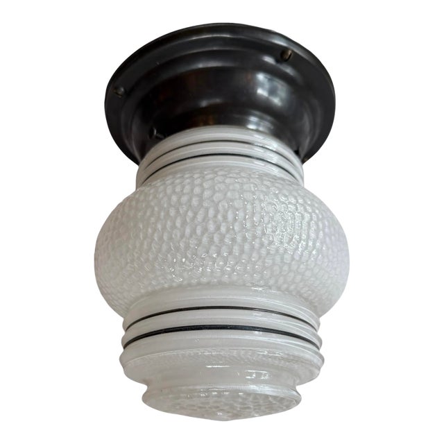 Hobnail Style Ceiling Light Fixture With Black Accent Stripes For Sale
