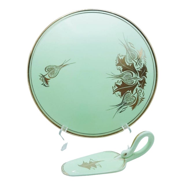 French Hand Painted Cake Plate by Proceram, 1950s For Sale