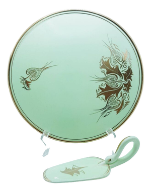 French Hand Painted Cake Plate by Proceram, 1950s