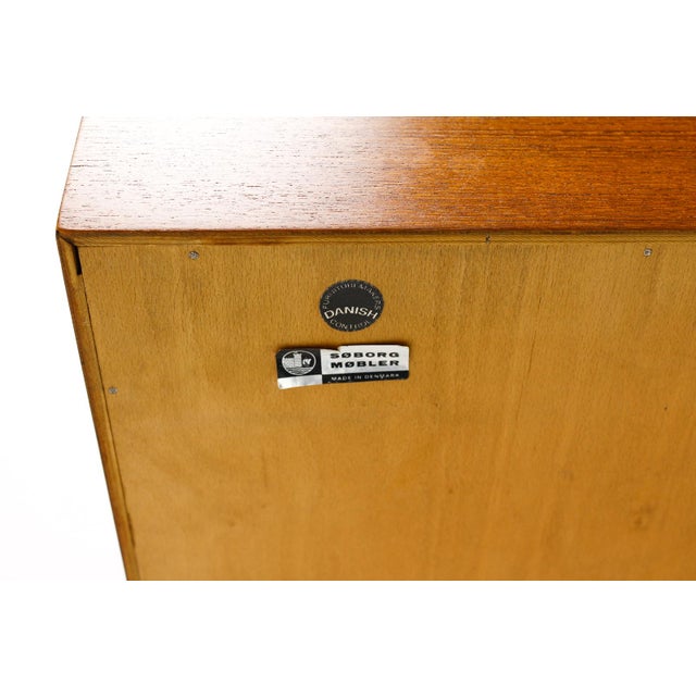 1960s Danish Modern Mid Century Teak Credenza Sideboard— Borge Mogensen for Søborg — Sliding Doors For Sale - Image 12 of 12
