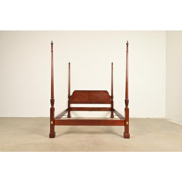 Baker Furniture Georgian Carved Mahogany Queen Size Poster Bed For Sale - Image 12 of 12