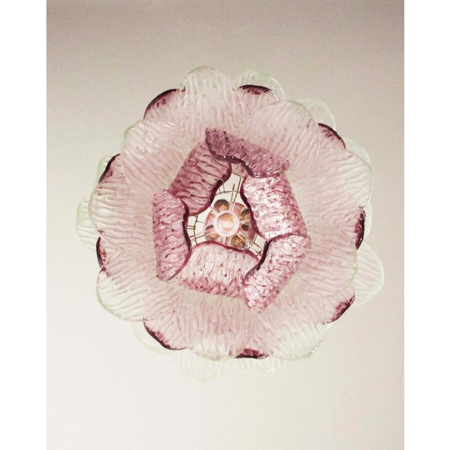 Metal Italian Murano Pendant Transparent and Amethyst Glasses, Set of 2 For Sale - Image 7 of 16