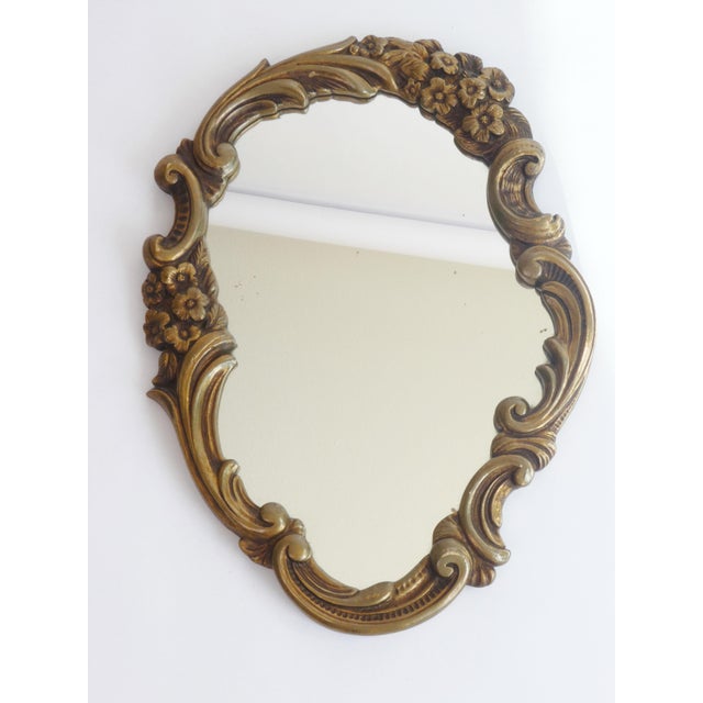 Vintage Rococo French Gold Plaster Ornate Wall Mirror, 1960s For Sale - Image 4 of 11